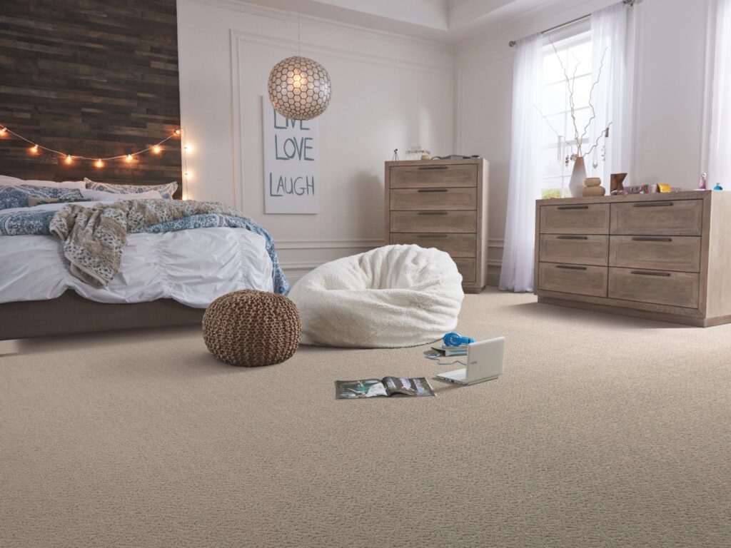 Teen's bedroom with carpeted floor